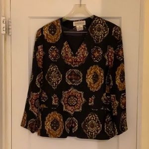 Jones New York Navy/Multi color Linen Pant Suit, Size 10